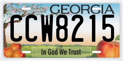GA license plate CCW8215