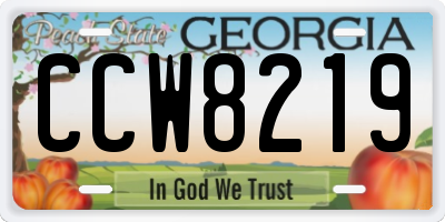 GA license plate CCW8219