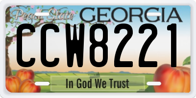 GA license plate CCW8221