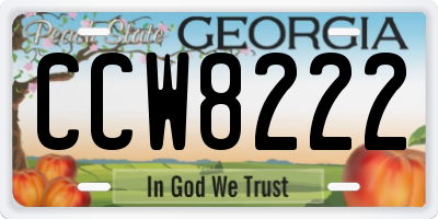 GA license plate CCW8222