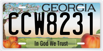 GA license plate CCW8231