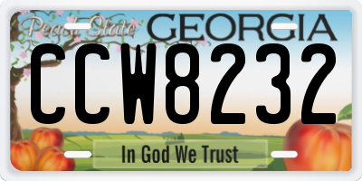 GA license plate CCW8232