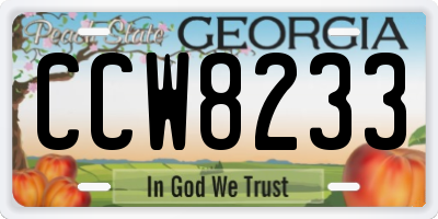 GA license plate CCW8233