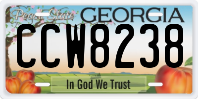 GA license plate CCW8238
