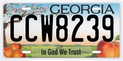GA license plate CCW8239