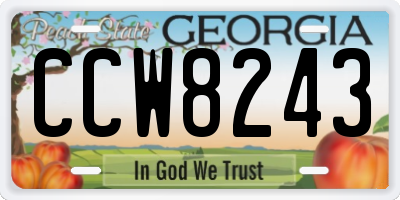 GA license plate CCW8243