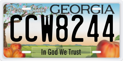 GA license plate CCW8244