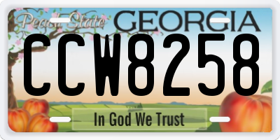 GA license plate CCW8258