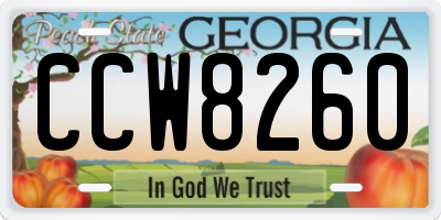 GA license plate CCW8260