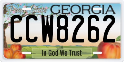 GA license plate CCW8262