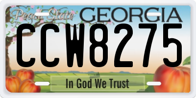 GA license plate CCW8275