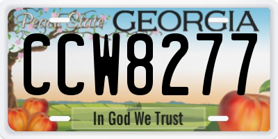GA license plate CCW8277