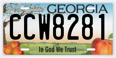 GA license plate CCW8281
