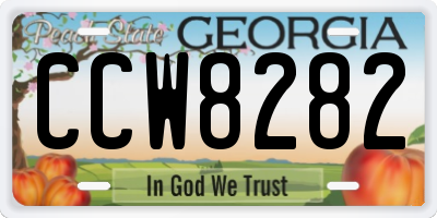 GA license plate CCW8282