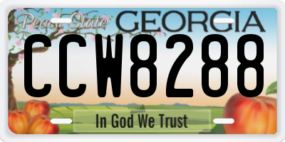 GA license plate CCW8288