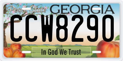 GA license plate CCW8290