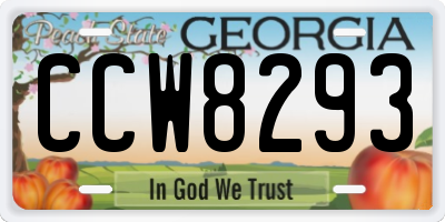 GA license plate CCW8293