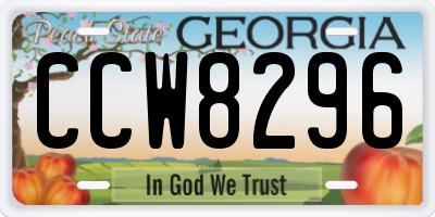 GA license plate CCW8296