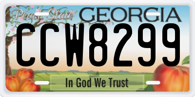 GA license plate CCW8299