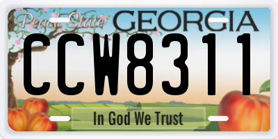 GA license plate CCW8311