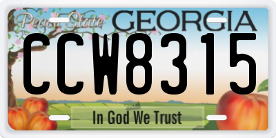 GA license plate CCW8315