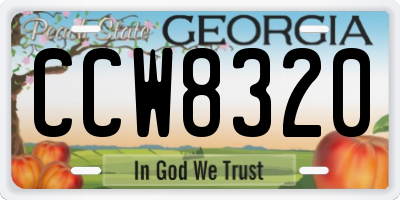 GA license plate CCW8320