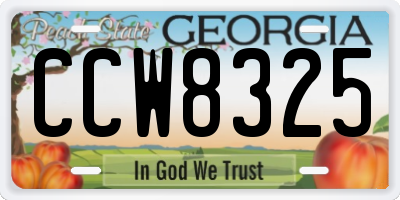 GA license plate CCW8325