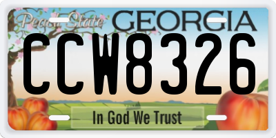 GA license plate CCW8326
