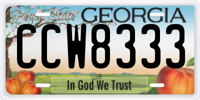 GA license plate CCW8333