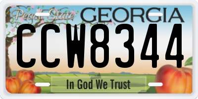 GA license plate CCW8344