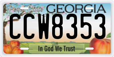 GA license plate CCW8353