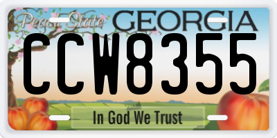 GA license plate CCW8355