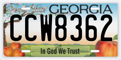GA license plate CCW8362