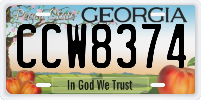 GA license plate CCW8374