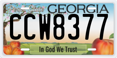 GA license plate CCW8377