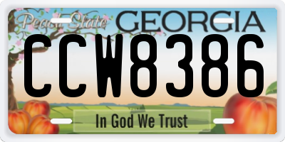GA license plate CCW8386