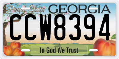 GA license plate CCW8394