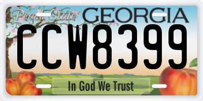GA license plate CCW8399