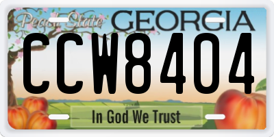 GA license plate CCW8404