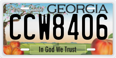 GA license plate CCW8406