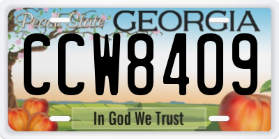 GA license plate CCW8409