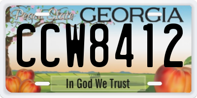 GA license plate CCW8412
