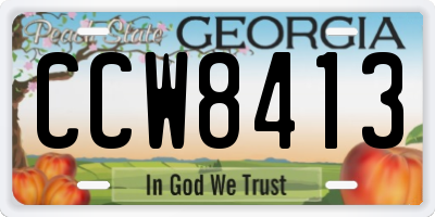GA license plate CCW8413