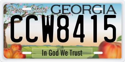 GA license plate CCW8415