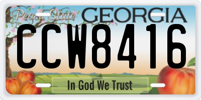 GA license plate CCW8416