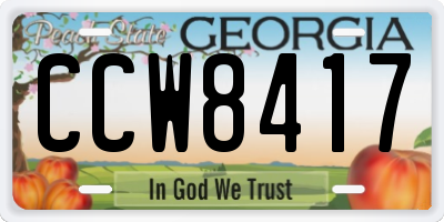 GA license plate CCW8417