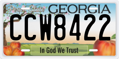 GA license plate CCW8422