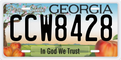 GA license plate CCW8428