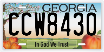GA license plate CCW8430