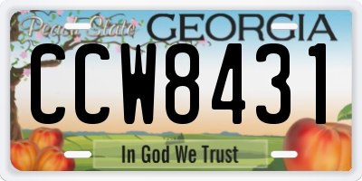 GA license plate CCW8431
